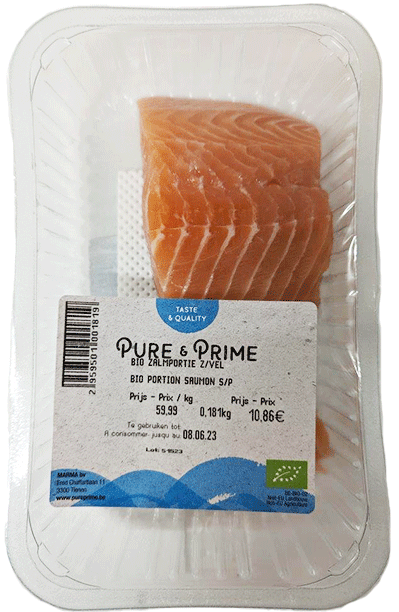 Pure & Prime Portion de saumon frais sans arêtes sans peau bio 180g NO